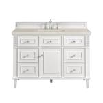 Lorelai 48" Single Vanity, Bright White, w/ 3 CM Siberian Silestone Top w/FreePower Wireless Charger