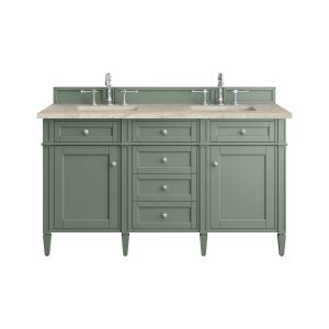 Brittany 60" Double Vanity, Smokey Celadon, w/ 3 CM Tajnar Eclos Top