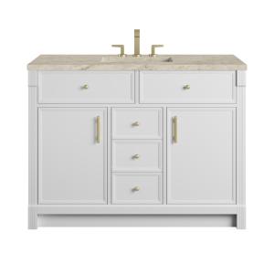 Bellshire 48" Single Vanity, Bright White w/ 3 CM Tajnar Eclos Top