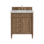 Brittany 30" Single Vanity, Pecan w/ 3 CM Carrara Marble Top