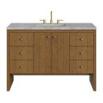 Hudson 48" Single Vanity, Honey Oak w/ 3 CM Victorian Silver Silestone Top