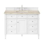Brittany 48" Single Vanity in Bright White, w/ 3 CM Tajnar Eclos Top w/FreePower Wireless Charger