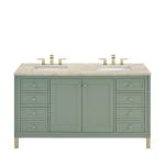 Chicago 60" Double Vanity, Smokey Celadon, w/ 3 CM Tajnar Eclos Top w/FreePower Wireless Charger