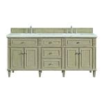Lorelai 72" Double Vanity, Whitewashed Oak w/ 3 CM Ethereal Noctis Silestone Top w/FreePower Wireless Charger