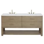 Lucian 72" Double Vanity, Pebble Oak w/ 3 CM White Zeus Silestone Widespread Top
