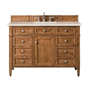 Brittany 48" Single Vanity, Saddle Brown, w/ 3 CM Siberian Silestone Top w/FreePower Wireless Charger