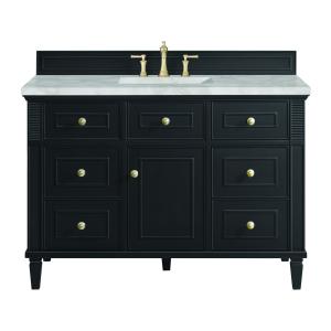 Lorelai 48" Single Vanity, Black Onyx w/ 3 CM Victorian Silver Silestone Top w/FreePower Wireless Charger