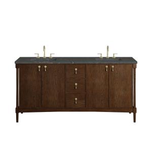 Kinnsden 72" Double Vanity, Sable Oak w/ 3 CM Parisien Bleu Silestone Top