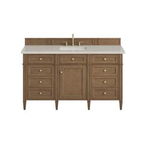 Brittany 60" Single Vanity, Pecan w/ 3 CM Siberian Silestone Top w/FreePower Wireless Charger
