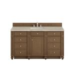 Bristol 60" Single Vanity, Saddle Brown, w/ 3 CM Tajnar Eclos Top w/FreePower Wireless Charger