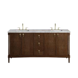 Kinnsden 72" Double Vanity, Sable Oak w/ 3 CM Carrara Marble Top