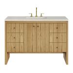 Hudson 48" Single Vanity, Light Natural Oak, w/ 3 CM Siberian Silestone Top