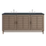 Portland 72IN Double Vanity Whitewashed Walnut w/ 3 CM Charcoal Soapstone Silestone Top