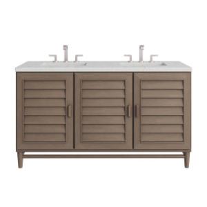 Portland 60IN Double Vanity Whitewashed Walnut w/ 3 CM Lime Delight Silestone Top
