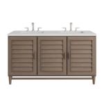 Portland 60IN Double Vanity Whitewashed Walnut w/ 3 CM Lime Delight Silestone Top