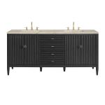 Myrrin 72" Vanity, Carbon Oak, w/ 3 CM Tajnar Eclos Top