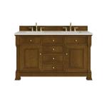 Brookfield 60" Double Vanity, Honey Oak, w/ 3 CM Siberian Silestone Top