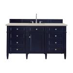 Brittany 60" Single Vanity, Victory Blue, w/ 3 CM Siberian Silestone Top w/FreePower Wireless Charger
