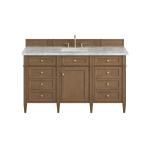 Brittany 60" Single Vanity, Pecan w/ 3 CM Carrara Marble Top