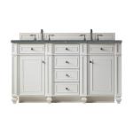 Bristol 60" Double Vanity, Bright White w/ 3 CM Parisien Bleu Silestone Top w/FreePower Wireless Charger