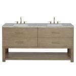 Lucian 72" Double Vanity, Pebble Oak w/ 3 CM Victorian Silver Silestone Widespread Top
