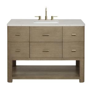 Lucian 48" Single Vanity, Pebble Oak, w/ 3 CM Siberian Silestone Top w/FreePower Wireless Charger