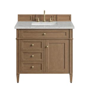 Brittany 36" Single Vanity, Pecan w/ 3 CM Eternal Jasmine Pearl Silestone Top