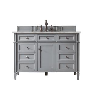 Brittany 48" Single Vanity, Urban Gray w/ 3 CM Victorian Silver Silestone Top w/FreePower Wireless Charger