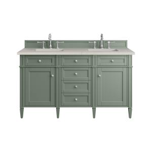 Brittany 60" Double Vanity, Smokey Celadon, w/ 3 CM Siberian Silestone Top w/FreePower Wireless Charger