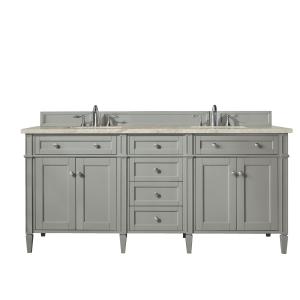 Brittany 72" Double Vanity, Urban Gray, w/ 3 CM Tajnar Eclos Top