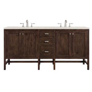 Addison 72" Double Vanity, Mid-Century Acacia, w/ 3 CM Siberian Silestone Top