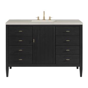 Myrrin 48" Single Vanity, Carbon Oak, w/ 3 CM Siberian Silestone Top