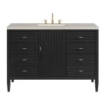 Myrrin 48" Single Vanity, Carbon Oak, w/ 3 CM Siberian Silestone Top