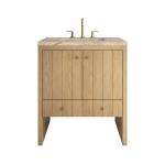 Hudson 30" Single Vanity, Light Natural Oak w/ 3 CM Tajnar Eclos Top