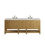 Breckenridge 84" Double Vanity, Light Natural Oak w/ 3 CM Eternal Jasmine Pearl Top w/FreePower Wireless Charger