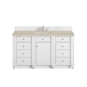 Bristol 60" Single Vanity, Bright White, w/ 3 CM Tajnar Eclos Top w/FreePower Wireless Charger