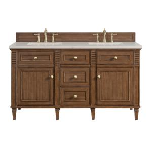 Lorelai 60" Double Vanity, Mid-Century Walnut, w/ 3 CM Siberian Silestone Top w/FreePower Wireless Charger