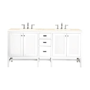 Addison 72" Double Vanity, Glossy White w/ 3 CM Eternal Marfil Top