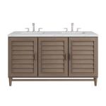 Portland 60IN Double Vanity Whitewashed Walnut w/ 3 CM Ethereal Noctis Silestone Top