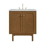Laurent 30" Single Vanity, Honey Oak w/ 3 CM Ethereal Noctis Silestone Top