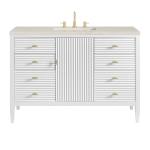 Myrrin 48" Single Vanity, Bright White, w/ 3 CM Siberian Silestone Top