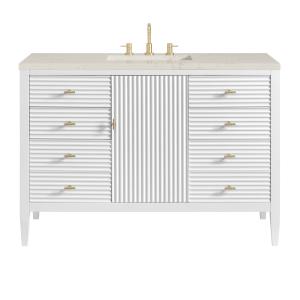 Myrrin 48" Single Vanity, Bright White, w/ 3 CM Siberian Silestone Top w/FreePower Wireless Charger
