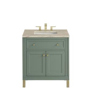 Chicago 30" Single Vanity, Smokey Celadon, w/ 3 CM Tajnar Eclos Top