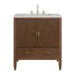 Myrrin 30" Single Vanity, Mid-Century Walnut w/ 3 CM Lime Delight Silestone Top