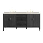 Myrrin 72" Vanity, Carbon Oak, w/ 3 CM Siberian Silestone Top w/FreePower Wireless Charger