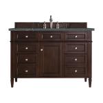 Brittany 48" Single Vanity, Burnished Mahogany w/ 3 CM Parisien Bleu Silestone Top w/FreePower Wireless Charger