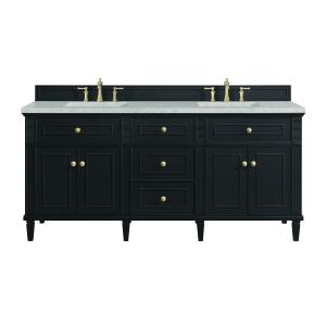 Lorelai 72" Double Vanity, Black Onyx w/ 3 CM Eternal Jasmine Pearl Silestone Top w/FreePower Wireless Charger