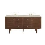 Amberly 72" Double Vanity, Mid-Century Walnut, w/ 3 CM Tajnar Eclos Top