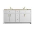 Bellshire 72" Double Vanity, Bright White w/ 3 CM Tajnar Eclos Top w/FreePower Wireless Charger