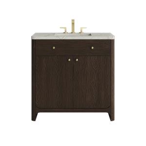 Gracyn 36" Single Vanity, Sable, w/ 3 CM Victorian Silver Quartz Widespread Top